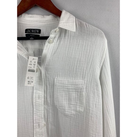 J.Crew White Classic Shirt Womens Size M Cotton Blend - Picture 4 of 6
